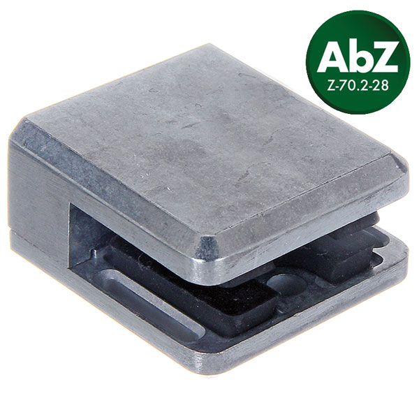 Glasklemme eckig für flache Profile, Zinkdruckguss, für 6,00mm/6,76mm