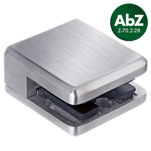 *Glasklemme eckig für flache Profile, V4A massiv, für 6,00mm/6,76mm