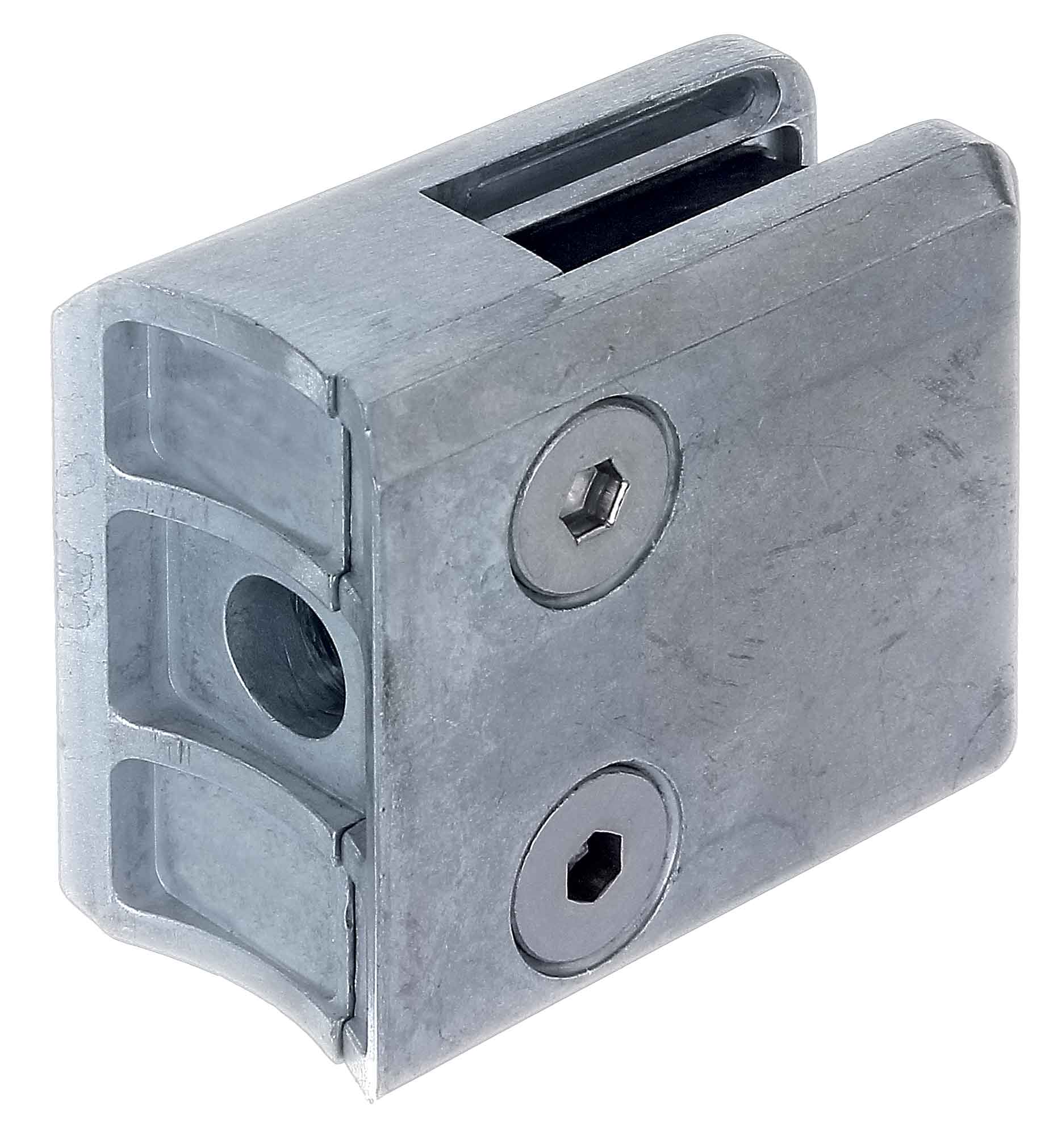 Glasklemme eckig für Ø 38-48mm, Zinkdruckguss, für 8,00mm/8,76mm