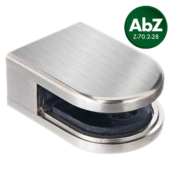 Glasklemme halbrund für flache Profile, VA-Finish, für 8,00mm/8,76mm
