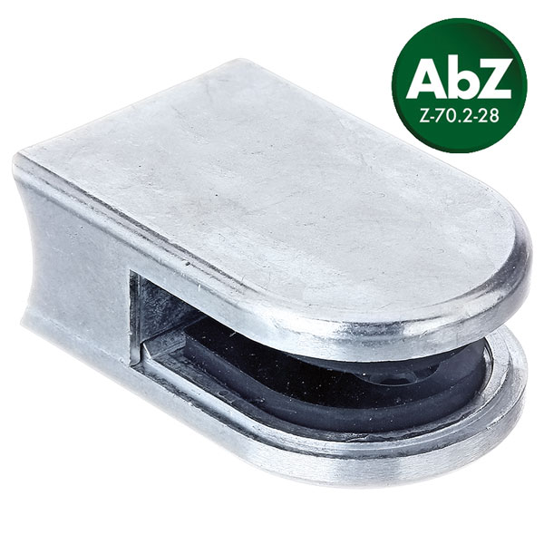 Glasklemme halbrund für Ø 38-48mm, Zinkdruckguss, für 8,00mm/8,76mm