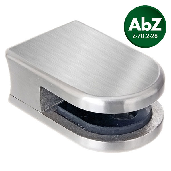 Glasklemme halbrund für Ø 38-48mm, VA-Finish, für 8,00mm/8,76mm