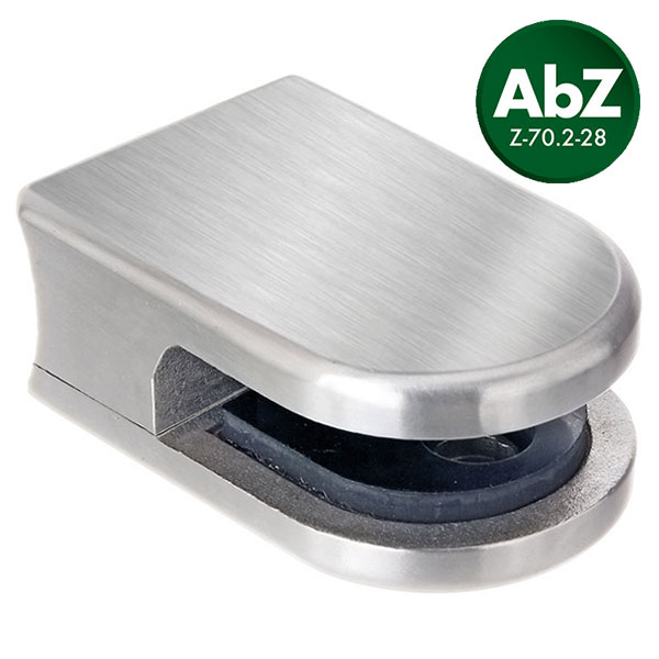 Glasklemme halbrund für Ø 38-48mm, V4A-massiv, für 8,00mm/8,76mm