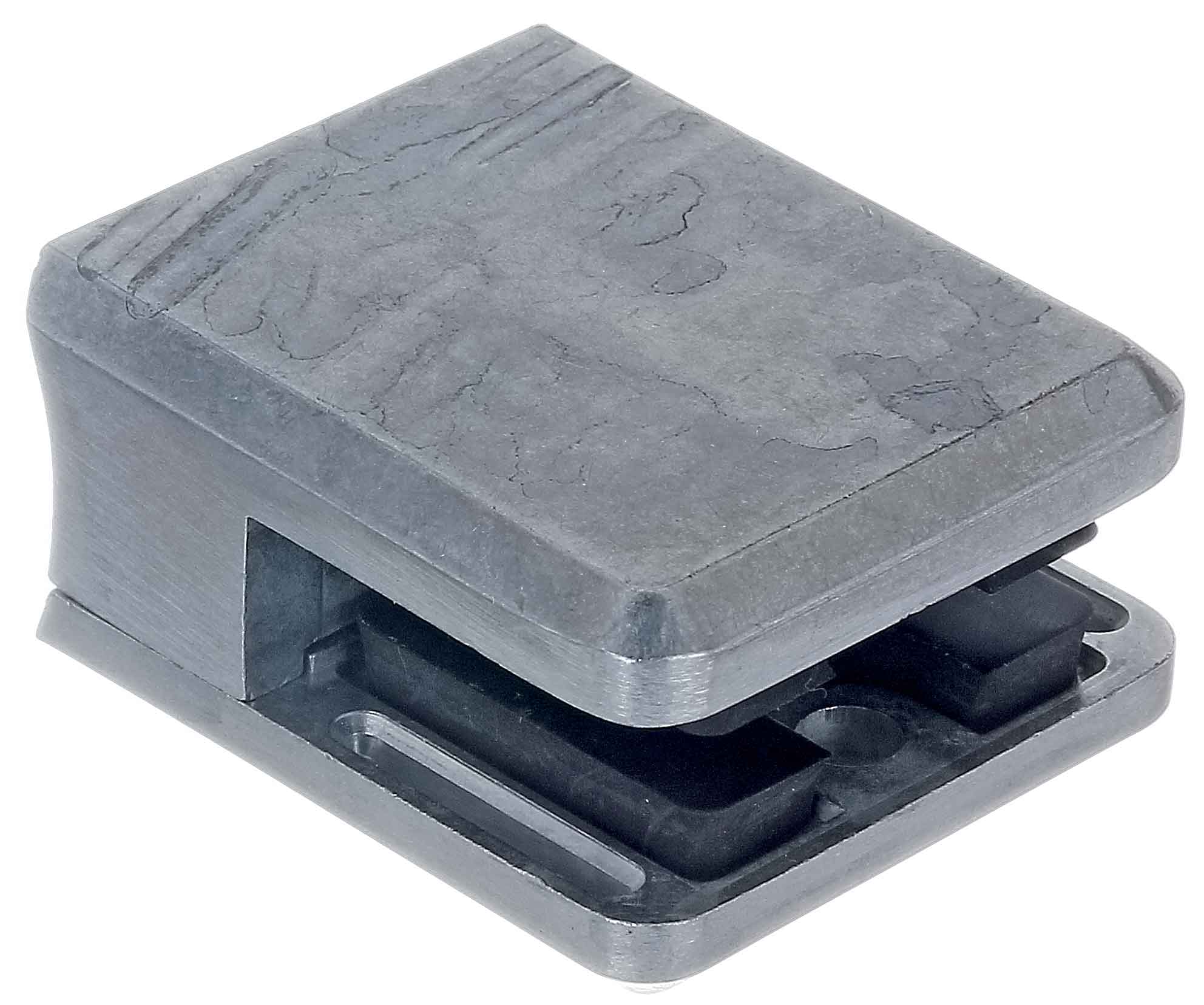 Glasklemme eckig für Ø 38-48mm, Zinkdruckguss, für 12,00mm/12,76mm