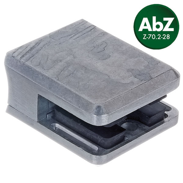 Glasklemme eckig für Ø 38-48mm, Zinkdruckguss, für 12,00mm/12,76mm
