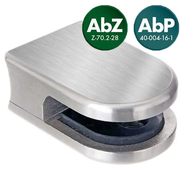 Glasklemme halbrund für Ø 38-48mm, V4A-massiv, für 12,00mm/12,76mm
