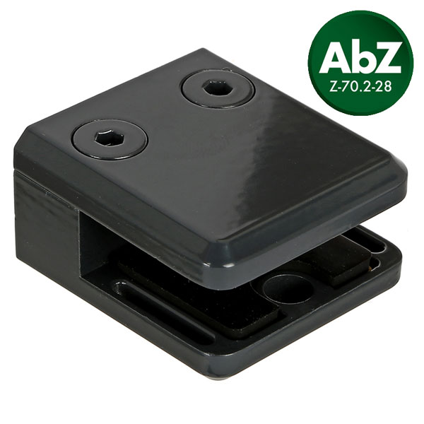 *Glasklemme eckig für flache Profile, RAL7016 glänzend für 10,00/10,76mm