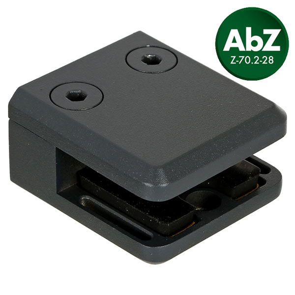 *Glasklemme eckig für flache Profile, RAL7016 matt Feinstruktur für 8,00-12,76mm