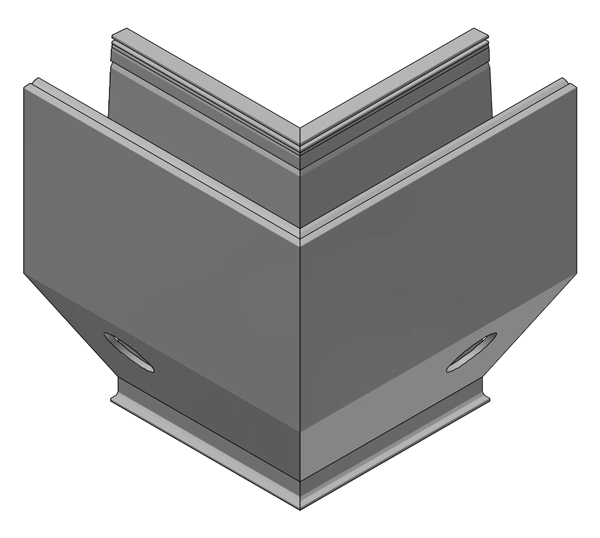 Trans Level 3621 Außenecke, natur eloxiert, für Seitenmontage