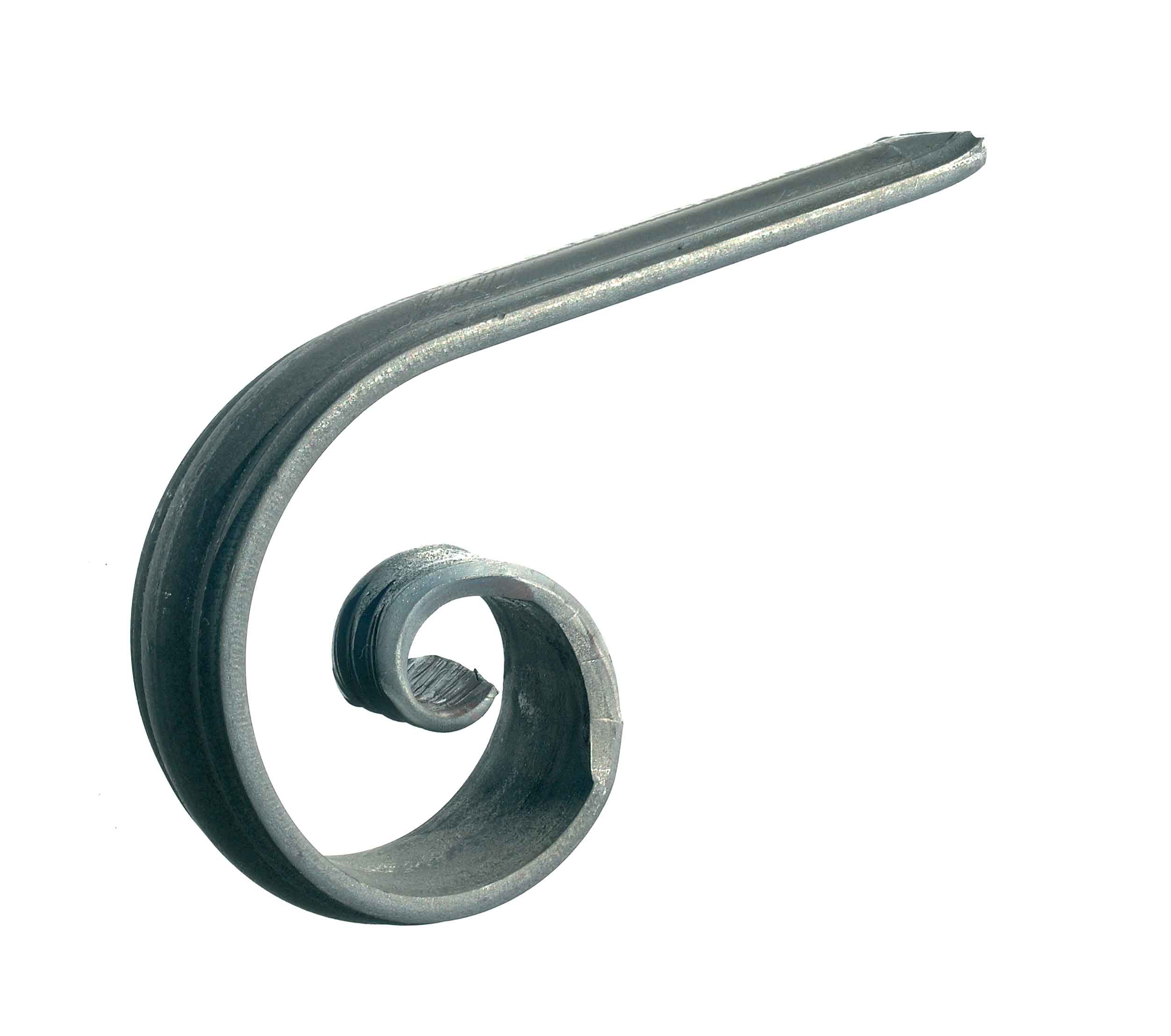 Handlaufabgang gerollt, Profil 50x15mm, gewölbt + gekerbt