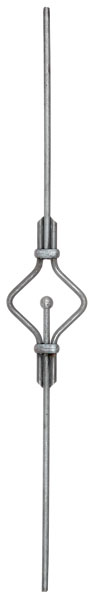 Geländerstab mit Rauten-Ornament mit Kugel, Stab Ø 12mm glatt