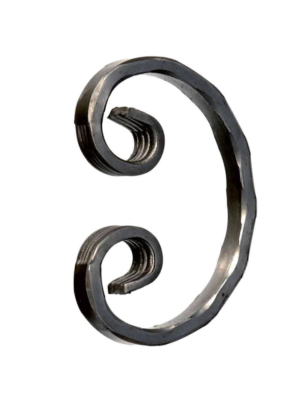 Symmetrischer C-Bogen, aus Flachmaterial 12x6mm gehämmert, 70x105mm