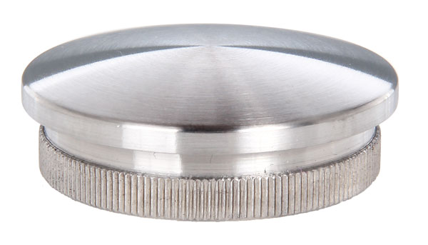 Endkappe V2A, oval, für Rohr 21,3x2,0mm, mit Rändel
