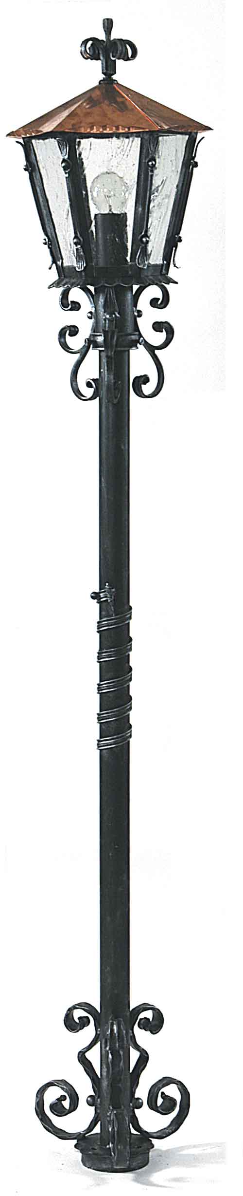 Standleuchte mit Kupferdach, Farbe: Schwarz, Höhe 2000mm